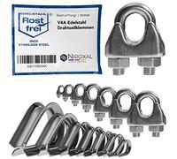 Pack of 10 stainless steel wire rope clamp/clamp suitable for diameter 10 mm wire, in a set with matching thimble, made of V4A stainless steel for steel cable/steel wire/steel cable/rope galvanised