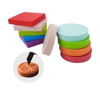 Pack of 10 Stamp Rubber, 5 x 5 x 1 cm DIY Lino Printing Set, Multicoloured Square and Round Linoleum Plates, Linocut Plates, Round Stamp for Stamp Making Yourself