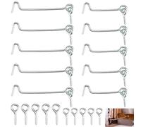 Pack of 10 Storm Hooks, Stainless Steel Cabin Hooks, Small Window Hooks, Helter Locking, Hook Eye Window, Corrosion-Resistant Screw with Eyelet, Door, Private Hooks with 10 Mounting Screws for Doors,