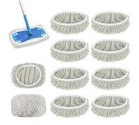 Pack of 10 Swiffer Floor Cloths Microfibre Cover 25.4 x 11.5 cm Set Reusable for Swiffer Sweeper Mop Floor Mop Wet Dry Mop Cover for Cleaning Hard Floors