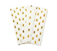 Pack Of 10 Teddy Bear Luxury Gold Metallic Plastic-Free 18Gsm Tissue Paper Sheets 50X70Cm
