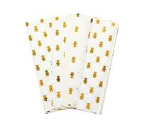 Pack of 10 Teddy Bear Luxury Gold Metallic Plastic-Free 18gsm Tissue Paper Sheets 50x70cm - Patterned Tissue Paper for Xmas, New Year, Party, Wedding, Birthday Packing Present Gift Box DIY Art Crafts