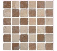 Pack of 10 Tile Stickers Brown Stone Travertine Effect Mosaic self Adhesive Wall Art Decor Tile transfers Bathroom backsplash Kitchen splashbacks Peel and Stick Cover