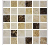 Pack of 10 Tile Stickers Grey Brown Cream Marble Stone Effect Mosaic self Adhesive Wall Art Decor Tile transfers Bathroom backsplash Kitchen splashbacks Peel and Stick Cover