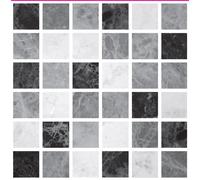 Pack of 10 Tile Stickers-Light Black Grey Marble Stone Effect Mosaic self Adhesive Wall Art Decor Tile transfers Bathroom backsplash Kitchen splashbacks Peel and Stick Cover