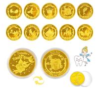 Pack of 10 Tooth Fairy Coins, Tooth Fairy Gold Taler, Gold Tooth Fairy Coin, Tooth Fairy Gifts Ideas, Lost Tooth Children's Gifts Souvenir, for Memorial Coin, Tooth Fairy Gifts Girls Boys