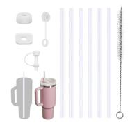 Pack of 10 Transparent Silicone Straws, Reusable Long Drinking Straws, Cup Accessories