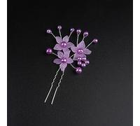 Pack of 10 U-shaped hair pins, fork sticks, pearl flower hair clip, bridal hair pin, metal hair pin, 2 prong updo chignon pens for women, hair styling accessories, purple