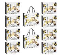 Pack of 10 User Friendly Paper Birthday Gift Bags with Multiple Color Designs Sturdy Handles Large Capacity for Party Supplies Party Bags
