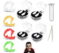 Pack of 10 Vampire Teeth, Vampire Teeth for Children, Vampire Costume Accessory, Vampire Teeth for Attaching, Creating an Atmosphere of Terror, Teeth for Halloween Party and Carnival
