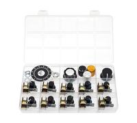 (Pack of 10) WH148 Horizontal Dual Gang 6 Pins Potentiometer B10K 10K Ohm Variable Resistors 15mm knurled Shaft Aluminum Alloy Knob Caps
