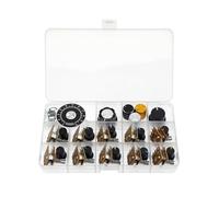 (Pack of 10) WH148 Horizontal Dual Gang 8 Pins Stepper Potentiometer B200K 200K Ohm Variable Resistors 15mm knurled Shaft Aluminum Alloy Knob Caps