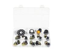 (Pack of 10) WH148 Horizontal Single Turn 3 Pins Potentiometer B100R 100 Ohm Variable Resistors 15mm knurled Shaft Aluminum Alloy Knob Caps