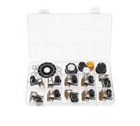 (Pack of 10) WH148 Horizontal Single Turn 5 Pins Potentiometer with Switch B5K 5K Ohm Variable Resistors 15mm knurled Shaft Aluminum Alloy Knob Caps