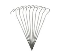 (Pack of 10, Without Peg Puller) KCT Galvanised Steel Tent Pegs Camping Ground Stakes 9"