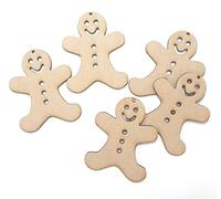 Pack of 10 Wooden Gingerbread Man Flat Shapes - Size 100mm Tall - Wood Shapes for DIY Arts and Crafts Scrapbooking Supplies Laser Cut to Shape 100% Recyclable