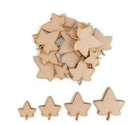 Pack of 10 Wooden Ivy Leaf Flat Shapes - Size 30mm Tall - Wood Shapes for DIY Arts and Crafts Scrapbooking Supplies Laser Cut to Shape 100% Recyclable