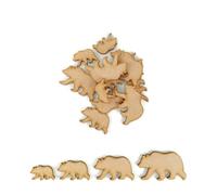 Pack of 10 Wooden Polar Bear Flat Shapes - Size 40mm Tall - Wood Shapes for DIY Arts and Crafts Scrapbooking Supplies Laser Cut to Shape 100% Recyclable