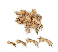 Pack of 10 Wooden Shooting Star Flat Shapes - Size 40mm Tall - Wood Shapes for DIY Arts and Crafts Scrapbooking Supplies Laser Cut to Shape 100% Recyclable