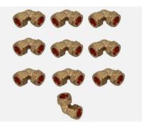 Pack of 10 x 15mm Equal Elbows Brass Compression Fittings EN & WRAS Approved