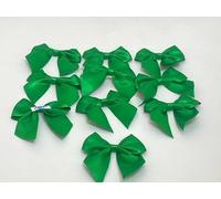 Pack of 10 x 6cm wide Bright Emerald Green Satin Self Adhesive Bows Single sided Ribbon