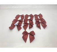 Pack of 10 x 6cm Wide Chestnut Dark Brown Satin Self Adhesive Bows Bow Single Sided Ribbon