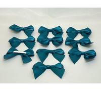 Pack of 10 x 6cm Wide Dark Teal Green Satin Self Adhesive Bows Single Sided Ribbon