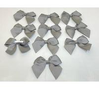 Pack of 10 x 6cm Wide Gunmetal Dark Grey Grosgrain Self Adhesive Bows Bow Double Sided Bow Ribbon Gun Metal