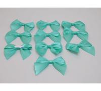 Pack of 10 x 6cm Wide Hawaiian Tropic Green Satin Self Adhesive Bows Bow Single Sided Ribbon