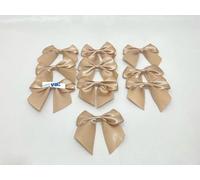 Pack of 10 x 6cm Wide Latte Light Beige Satin Self Adhesive Bows Bow Single Sided Ribbon