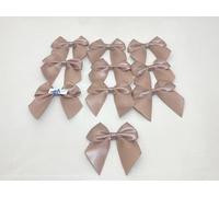 Pack of 10 x 6cm Wide Mocha Gold Satin Self Adhesive Bows Bow Single Sided Ribbon