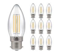 Pack of 10 x Crompton LED Dimmable Filament Candle Light Bulb Clear 5W B22 BC 2700K Warm