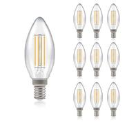 Pack of 10 x Crompton LED Dimmable Filament Candle Light Bulb Clear 5W E14 SES 2700K Warm