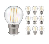 Pack of 10 x Crompton LED Dimmable Filament Golf Ball Light Bulb Clear 5W B22 BC 2700K Warm