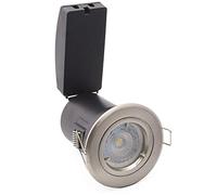 Pack of 10 x GU10 Fire Rated Dimmable LEDs Downlight in Satin Chrome + 6.5 Watt Warm White LED