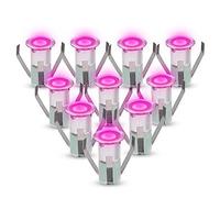 Pack of 10 x NeoDeck Pink IP67 LED Decking Lights, 15mm Decking-Plinth-Stair 10 x 0.4w