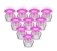 Pack of 10 x NeoDeck Pink IP67 LED Decking Lights, 30mm Decking-Plinth-Stair 10 x 0.6w