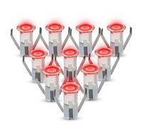 Pack of 10 x NeoDeck Red IP67 LED Decking Lights, 15mm Decking-Plinth-Stair 10 x 0.4w