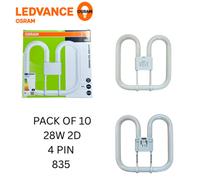 Pack Of 10 X Osram 2D 28W 835 4 Pin 2D Compact Fluorescent Lamp Cfl- White