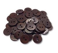(Pack of 100) 15mm Buttons - 2 Hole Small Round Plastic Buttons - Brown