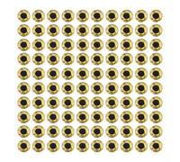 Pack of 100 3D Fish Eye Stickers for Fishing Lures Fly Tying Accessories Realistic Reflection Various Sizes 13-16 mm Yellow Silver (15 mm Golden)