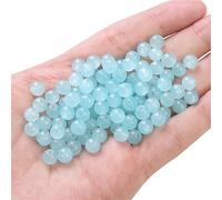 Pack of 100 6 mm Glass Beads, Glitter Beads, for Threading Stones for Bracelets, Necklaces, Earrings, Clothing, Crafting, Crafting, Rounds, Drilled Jewellery Making, Craft Decor, DIY, Light Blue