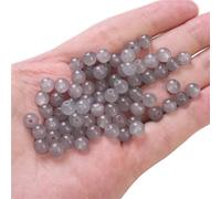 Pack of 100 8 mm Glass Beads, Glitter Beads, for Threading Stones for Bracelets, Necklaces, Earrings, Clothing, Crafting, Crafting, Rounds, Drilled Jewellery Making, Craft, Decor, DIY, Grey
