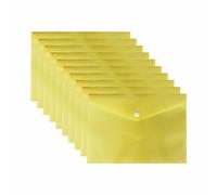 (Pack of 100) A5 Pastel Yellow Plastic Wallets with Popper Plastic Folders Document Stud Wallets File Folders Carry Folders Coloured Envelope Folder for Paperwork Storage Stationery School Office Home