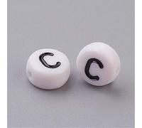 Pack of 100 Acrylic 7mm White Flat Round Letter C Beads