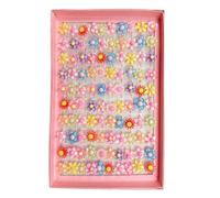 Pack Of 100 Adjustable Kids Rings Accessory Delicate For Kids Party Wear Cartoon Flower Designs Jewelry Mixed Rings