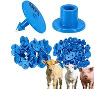 Pack of 100 Anti-Fall Round Animal Identification Ear Tags for Sheep, Cattle, Calves, Foxes and Pigs (Yellow, red, Green, Purple, Green, White, Orange) Blue 001-100
