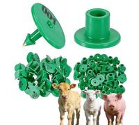 Pack of 100 Anti-Fall Round Animal Identification Ear Tags for Sheep, Cattle, Calves, Foxes and Pigs (Yellow, red, Green, Purple, Green, White, Orange) Green 901-1000