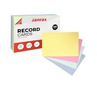 Pack of 100 Assorted Colour Ruled 6x4 Record Cards - Lined Study Index Cards for Notes, Revision