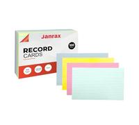 Pack of 100 Assorted Colour Ruled 8x5 Record Cards - Lined Study Index Cards for Notes, Revision